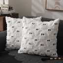 DFXSZ Halloween Pillow Covers 18x18 inch Set of 2 White Ghost Throw Pillow Cases Soft Plush Faux Fur Wool Couch Cushion Case for Chair Sofa Bedroom Living Room Home Decor PTK03A18