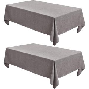 Fitable Faux Linen Tablecloths Rectangle 60 x 120 Inch - 2 Pack Neutral Table Clothes for 8 Foot Tables, Stone Flax Look Kitchen Table Covers for Farmhouse, Dining, Party, Banquet, Buffet