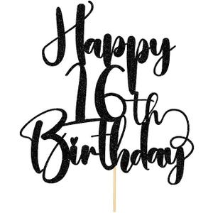 Happy Birthday 16th Cake TopperBoys/Girls 16th Birthday,16thAnniversary Party Cake Topper Decorations/Dinner Party Decorations (16)