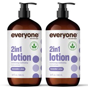 Everyone 2-in-1 Lotion for Hands/Body, 32 ounce (Pack of 2) Lavender and Aloe made with Essential Oils for Men and Women