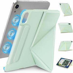 for iPad mini 7 A17 Pro Case(2024),iPad mini 7th/6th Slim Powerful Magnetic Case,4 Standibg Angles,Vertical Stand Cover,with Auto Wake/Sleep and with Pencil Holder (Green, iPad mini 6th/7th)