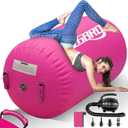 CZGBRO Gymnastics Barrel Air Roller with Pump, Inflatable Tumbling Equipment Air Mat Octagon Mat for Backhandspring Training Cheerleading Home Use (3.3ftx23.6inch, Pink)