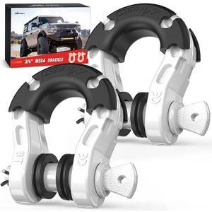 Blackout XP D Ring Shackle Set with 45,000 lbs. of Break Strength, 3/4” Diameter Shackles with 7/8" Screw Pin with Isolator and Washers for Off Road Recovery