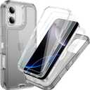 Compatible with iPhone 16 Plus Case with HD Screen Protector, Heavy Duty Shockproof [3 in 1] Clear Phone Cases for iPhone 16 Plus 6.7" (Black)