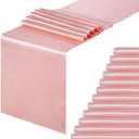 Satin Table Runners 12 Pack 12 x 108 inches Long Silk and Smooth Fabric Rose Gold Wedding Table Runner for Party Birthday Table Decoration