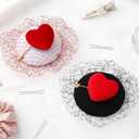 2 x Mini Beret Hearts Headpiece Valentines Day Fascinator for Women Derby Tea Party Wedding Veil Hats