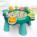 Fishing Game Toy Set, Kids Play Table w/Rotating Board, 45 Fishes & 4 Fishing Poles, Gifts for Children, Boys & Girls Aged 3 4 5 6+ (Upgraded Ver.)