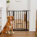 Carlson 29.536.5 Extra Wide Dog Gate with Small Pet Door, Walk-Through Pressure Mounted Metal Indoor Pet Safety Gate, Black, Tested and Trusted by Pet Parents, American Designed, American Owned, Black