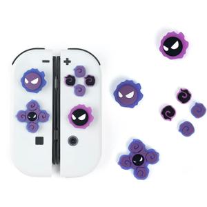 Cross D-Pad Button Caps Luminous Silicone Thumb Grips Set, ABXY Buttons Sticker Joystick Cover Caps Compatible with Nintendo Switch/OLED Controller (Gastly)