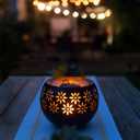 Original Solar Fire Bowl (1-Pack) Outdoor Waterproof Solar Lanterns - Metal Porch Lights with Flickering Flame for Tabletop, Patio, Garden & Landscape Decor (Matte Black)