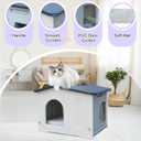 Plastic Cat House Weatherproof for Outdoor Indoor Use, Feral Cat House with Escape Door and Soft Mat, Outside Cat Shelter for Small Pet, Spacious, Assemble Easily - Grey
