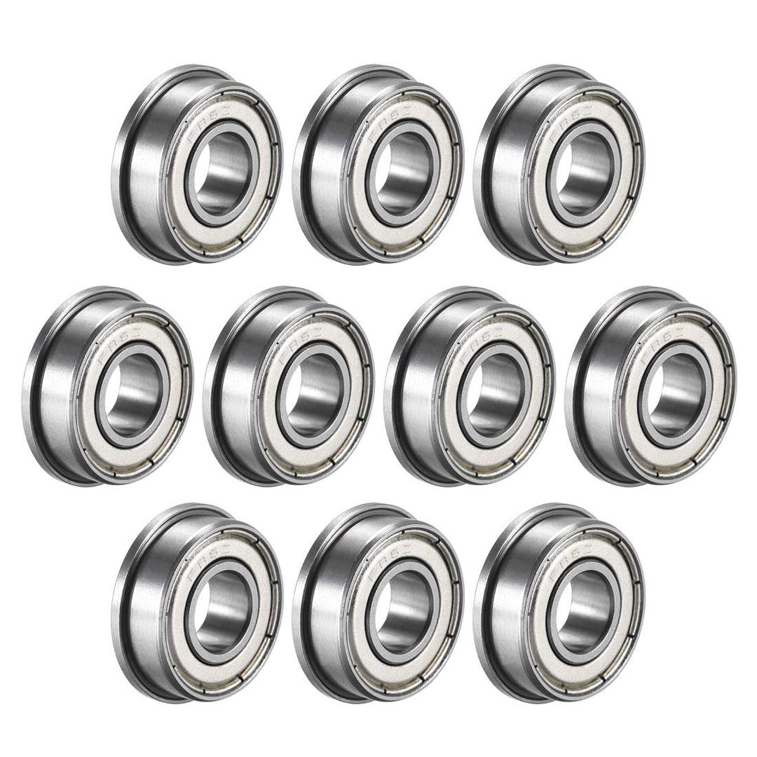 uxcell FR6ZZ Flanged Ball Bearing 3/8" x 7/8" x 9/32" Double Metal Shielded (GCr15) Chrome Steel Flange Rip Bearings 10pcs