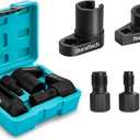 DURATECH 5PCS O2 Oxygen Sensor Socket Thread Chaser Set, 3/8" 1/2" Drive x 7/8" 22mm Oxygen Sensor Remover O2 Sensor Removal Tool Kit