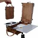 Tabletop Easel Box with Watercolor Palette Empty, Portable Travel Easel for Painting with Storage, Multifunctional Wooden Watercolor Easel Case Plein Air Painting for Adults Artists