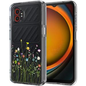 Unov Case Compatible with Galaxy XCover7 Pro 5G Clear with Design Soft TPU Shock Absorption Slim Embossed Pattern Protective Back Cover 6.6 inch (Flower Bouquet)
