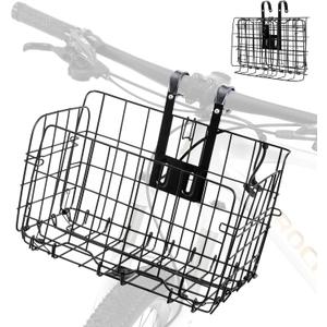 ROCKBROS Folding Bike Basket Sturdy Front Bicycle Basket Easy to Install for Scooter Mountain Bike and Beach Cruiser