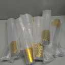 FOCUSLINE 100 Pack Plastic Champagne Flutes, 4.5 Oz Gold Rim Plastic Champagne Glasses, Disposable Clear Toasting Glasses Recyclable Champagne Cups for Wedding Party