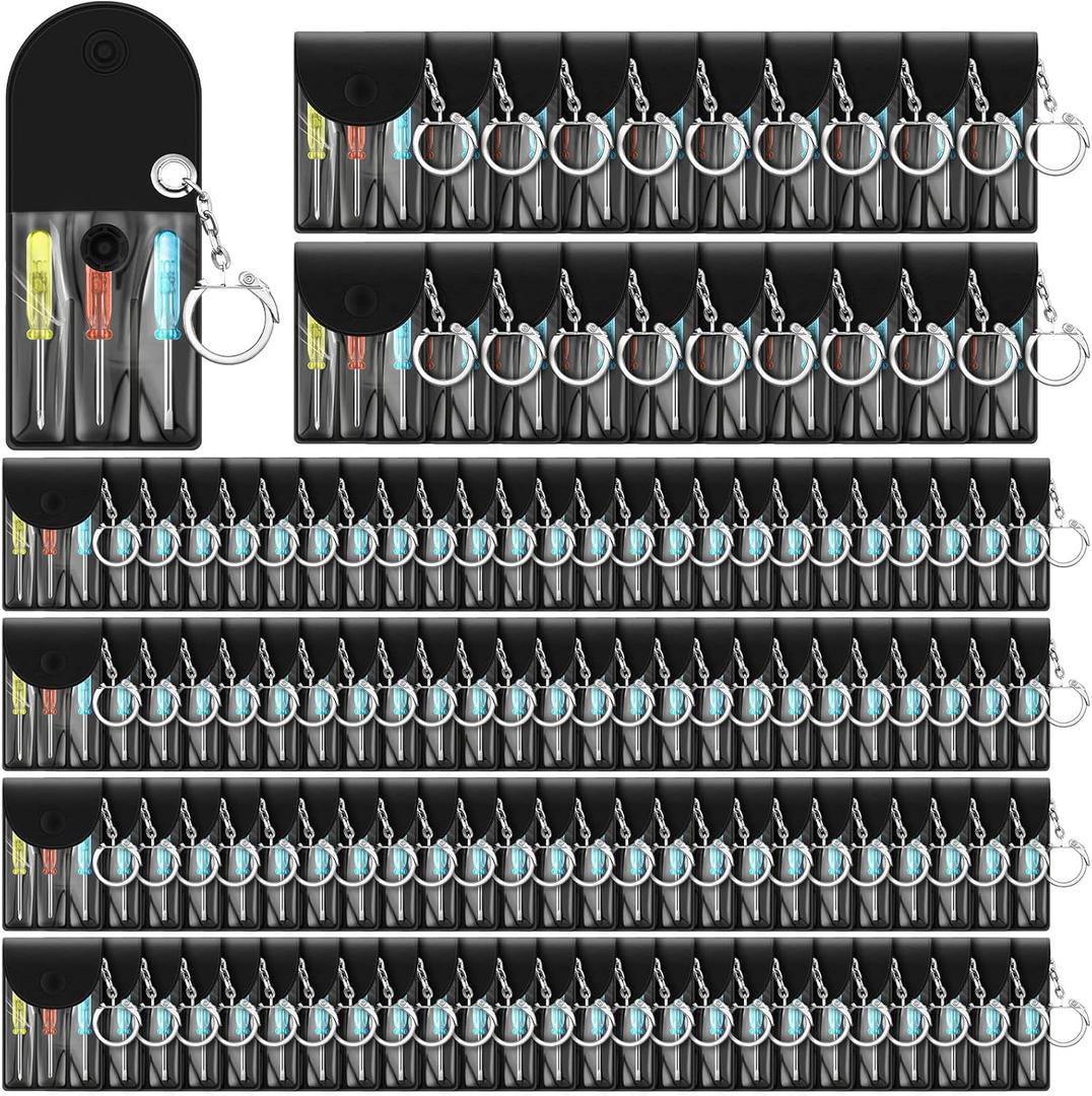 Jutom 40 Set Mini Screwdriver Keychain Set Bulk Includes 3 Mini Screwdrivers in a Portable Pouch with Snap with Hook Bulk Adult Men Employee Coworkers Gifts for Birthday Tool Party Favors Prize