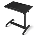 Adjustable Overbed Bedside Table, Hospital Bed Table with Wheels, Portable Rolling Desk, Mobile Small Standing Desk, Rolling Laptop Stand, Computer Cart, Black