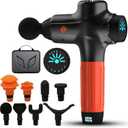 SQUATZ Portable Electric Massage Gun - Touchscreen Controls, Handheld Deep Tissue Massager for Sports Relief, 7 Speed Levels & 8 Massage Heads, 4800mAh Battery, High Power & Low Noise