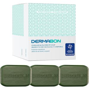 Dermabon Psoriasis Cleanser, Seborrheic Dermatitis & Eczema Soap Bar for Adults - 2% Coal Tar Soap Active Ingredient - Soothes Itching, Reduces Inflammation, Moisturizes Skin,Gentle Daily Use - 3 Pack Dermabon Psoriasis Cleanser, Seborrheic Dermatitis & Eczema Soap Bar for Adults - 2% Coal Tar Soap Active Ingredient - Soothes Itching, Reduces Inflammation, Moisturizes Skin,Gentle Daily Use - 3 Pack