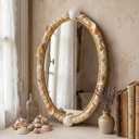 Geetery 16 x 24 Inches Natural Seashells Pearl Mirror Coastal Seashells Wall Mirror for Bathroom Bedroom Vanity Entryway Hallway Housewarming Gifts Wedding Gifts Photo Props for Women Home Decorations