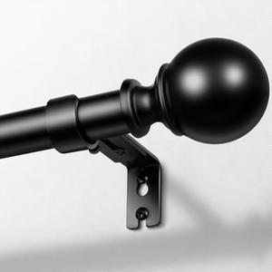 Zeerobee Curtain Rods for Windows 120 to 240, 1 Inch Adjustable Heavy Duty Black Curtain Rod, Outdoor Indoor Room Divider Modern Drapery Pole, 120-240"