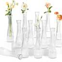 Glass Bud Vases Bulk 12 Pcs - Clear Water Ripple Wedding Centerpiece Vases, Small Flower Vases for Table Decor, Party Events & Home Decor
