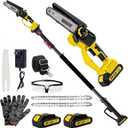 2-in-1 Electric Pole Saws for Tree Trimming, 1200W Brushless Cordless Pole Saw & 6 Inch Mini Chainsaw,16 Ft Max Reach & Multi-Angle, Tree Trimmer Branch Cutter Limb Pruner with 2 Batteries