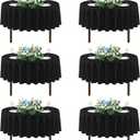 sancua 70 Inch Round Tablecloths Black, 6 Pack - Circle Fabric Cloth Table Cloths for Wedding Party Reception Banquet Birthday, Washable Polyester Table Cover (Fit 20-58 Inch Tables)