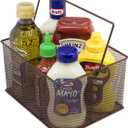 Sorbus Utensil Caddy Silverware, Napkin Holder, and Condiment Organizer Multi-Purpose Steel Mesh CaddyIdeal for Kitchen, Dining, Entertaining, Tailgating, Picnics, and much more (Bronze)