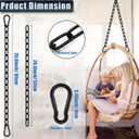 2 Pack Hanging Swing Chain with 4 Carabiners 25in, 660LB Capacity Heavy Duty Hammock Hardware Kit for Punching Bags, Swing Chairs, Indoor & Outdoor Gym (Black)