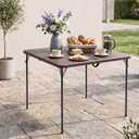 34" Square Folding Table for 4 Person, 330lbs Weight Capacity Foldable Table with HDPE Tabletop & Heavy-Duty Steel Legs, Portable Picnic Table for Indoor Outdoor Parties, Camping, Coffee Woodgrain, 34" x 34" x 28.54" inches