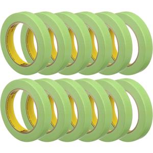 3M 233+ Green Masking Tape 26334, 0.75" x 60.1 yd, Pack of 12 Rolls  High-Performance Automotive and Industrial Painter's Tape