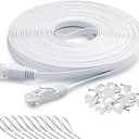 DAYEDZ Ethernet Cable 50 ft, Cat 6 LAN Cable Ethernet Cord, Slim Long Flat Computer Internet Patch Cord Wire with Clips & Rj45 Connectors for Router, Faster Than Cat5e/Cat5 (50ft White)