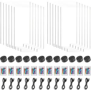 Homaisson 12 Pack 3D Night LED Light Lamp Base with Clear Acrylic Sheets, DIY Acrylic Lamp Base Set with Remote Control, 16 Colors 4 Modes Bright Adjustable (12pcs one size)