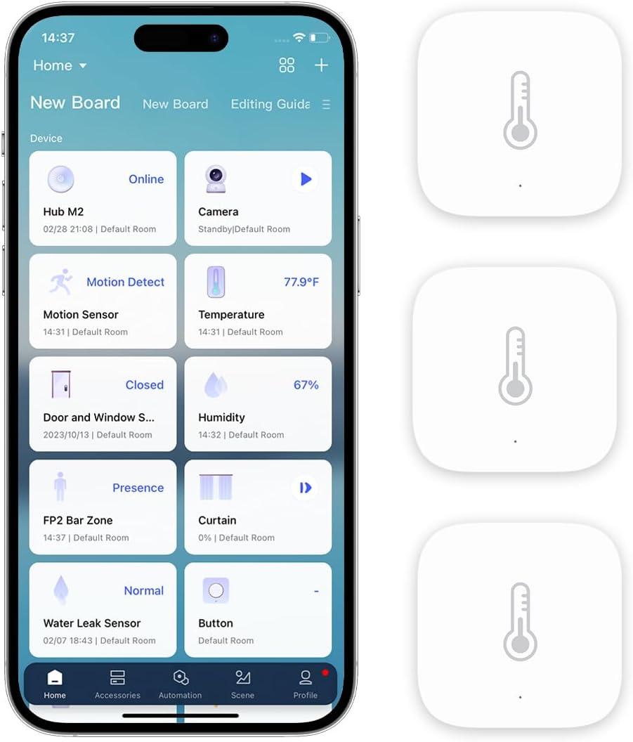 Aqara Zigbee Temperature and Humidity Sensor-3 Pack, Wireless Thermometer Hygrometer for Home Automation, Remote Monitoring, Aqara Hub Required, Compatible with Apple HomeKit, Alexa, Works with IFTTT
