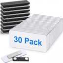 Chinco 30 Packs Magnetic Name Tags with Magnetic Backing Blank Name Tags Locker White Round Corners, 1.5 x 3 Inches Reusable ID Badges for Personalized Jacket Shirts Office School Stores Teams (Black)