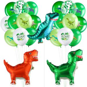 Zomiboo 45 Pcs Dinosaur Balloons Set Included 12 Inch Dinosaurs Latex Balloons Colorful Confetti Dinosaur Shape Foil Balloons for Boys Girls Birthday Party Baby Shower Decorations Supplies