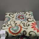 Pillow Perfect Floral Indoor/Outdoor Chairpad with Ties Reversible, Tufted, Weather, and Fade Resistant, 15.5" x 16", Blue/Brown Pom Pom Play 2 Count