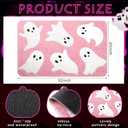 Tinideya Halloween Ghost Bathroom Rug 20 x 32 Inch Cute Spooky Halloween Bathroom Decor Non Slip Bath Mat Machine Washable Ghost Shower Floor Mat for Bath Home Decor(Pink, White)