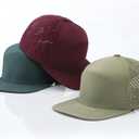 YuMENo Men's Flat Brim Baseball Cap Mesh Back Quick Dry Adjustable Performance Trucker Hats (Gray)