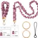 takyu Scrunchie Lanyard for Id Badges, Neck and Wrist Stretchy Lanyards for Teachers, Id Badge Holder Wristlet for Women Keys Keychain Office, School, Hospital, Cruise Ship CardsPurple