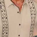 Men's Vintage Bowling Shirts Short Sleeve Button Up Tropical Beach Summer Shirts (Beige, L)