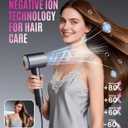 16W RPM High-Speed Hair Dryer for Fast Drying, Quiet Ionic Blow Dryer with Frizz Control & No Heat Damage, Lightweight Travel Hair Dryer with Magnetic Nozzles for Curly & Straight Hair
