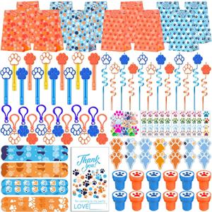 220PCS Blue and Orange Dog Paw Print Party Favors for Kids Theme Birthday Party Favors Decorations Supplies Goodie Bag Stuffer Pinata Filler Birthday Gifts