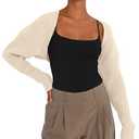 LILLUSORY Womens Cropped Cardigans Bolero Shrug Fall Sweater Cute Tops Fashion Trendy Long Sleeve Outfit Y2K Clothes Light Apricot S