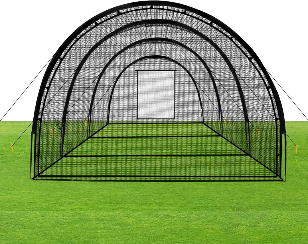 Baseball Batting Cage Net Batting Cages for Backyard Portable Pop Up Cage for Baseball and Softball with Pitching Machine Hole and Detachable Door (30 x 12 x 7 Feet)