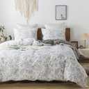 HoneiLife King Duvet Cover Set - 100% Cotton Comforter Cover Floral Duvet Cover Sets,Soft & Breathable Duvet Cover with Zipper Closure and Corner Ties,3pcs Wildflower Comforter Cover Sets-Herbs