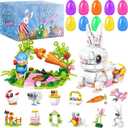 Prefilled Easter Eggs with Bunny Building Toys | Easter Basket Stuffers Fillers for Kids Gifts, Egg Hunt Prizes, Party Favors & Decorations for Boys & Girls